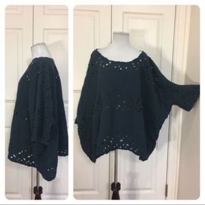 Mes Demoiselles Paris Navy Lace Oversized Blouse
